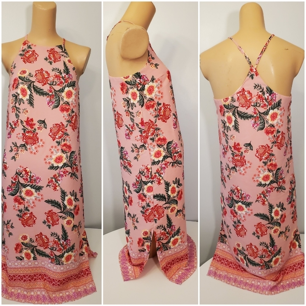 NWOT Pink Rose Vintage Floral Boho Dress Sz Small